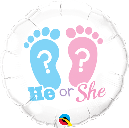18" ROUND HE OR SHE? FOOTPRINTS FOIL BALLOON