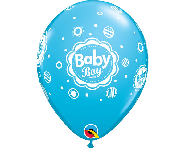 11" RETAIL LATEX BABY BOY DOTS (6 BAGS OF 6 BALLOONS PER BAG)