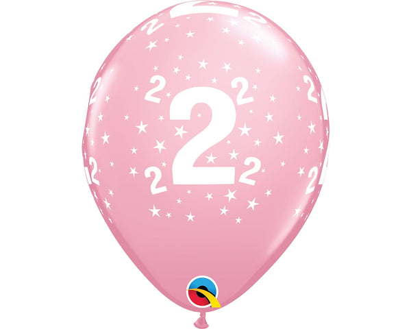 11" RETAIL LATEX AGE 2/PINK (6 BAGS OF 6 BALLOONS PER BAG)