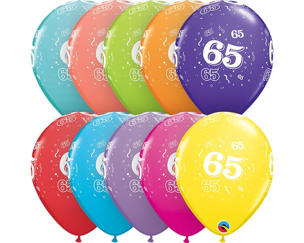 11" RETAIL LATEX AGE 65/TROPICAL (6 BAGS OF 6 BALLOONS PER BAG)