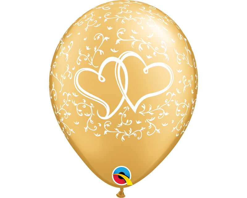 11" ROUND GOLD ENTWINED HEARTS (25 PER BAG)