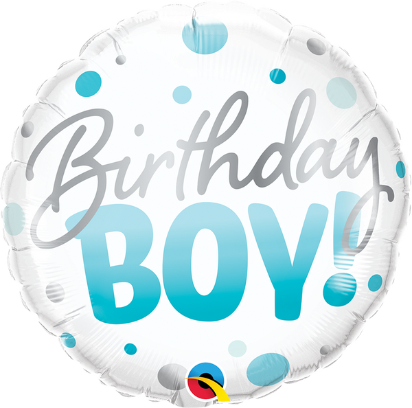 Qualatex 18874 Birthday Boy Blue Dots Foil