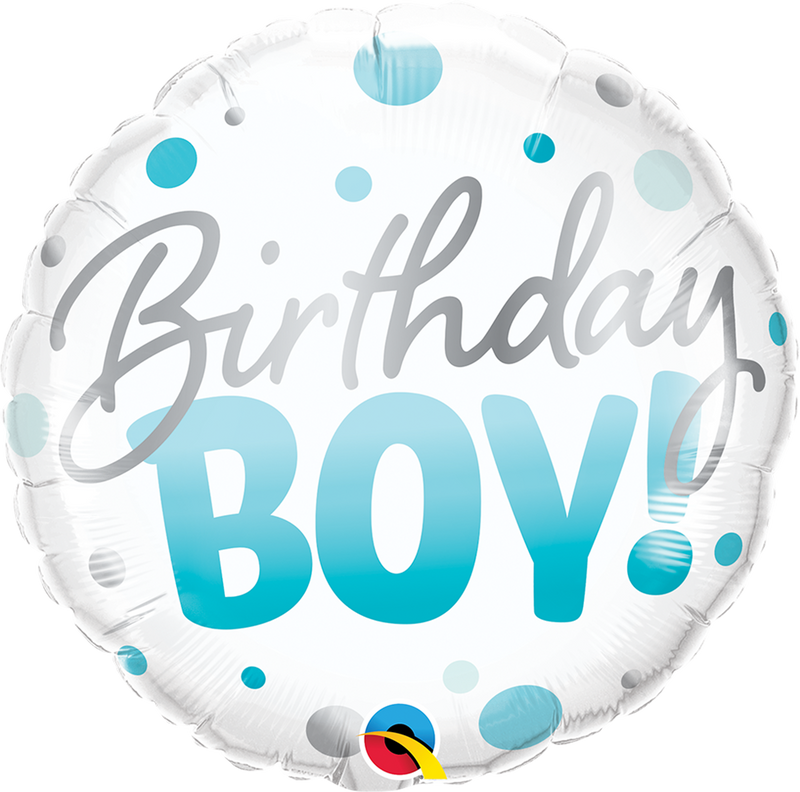Qualatex 18874 Birthday Boy Blue Dots Foil