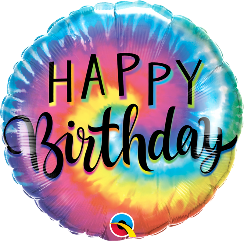Qualatex 18914 Happy Birthday Tye Dye Swirls Foil