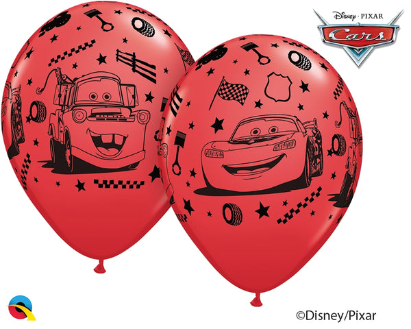 12" RETAIL LATEX  LIGHTNING MCQUEEN & MATER (6 BAGS OF 6 BALLOONS PER BAG)