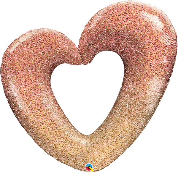 Qualatex 21073 Rose Gold Glitter Ombre Heart Foil