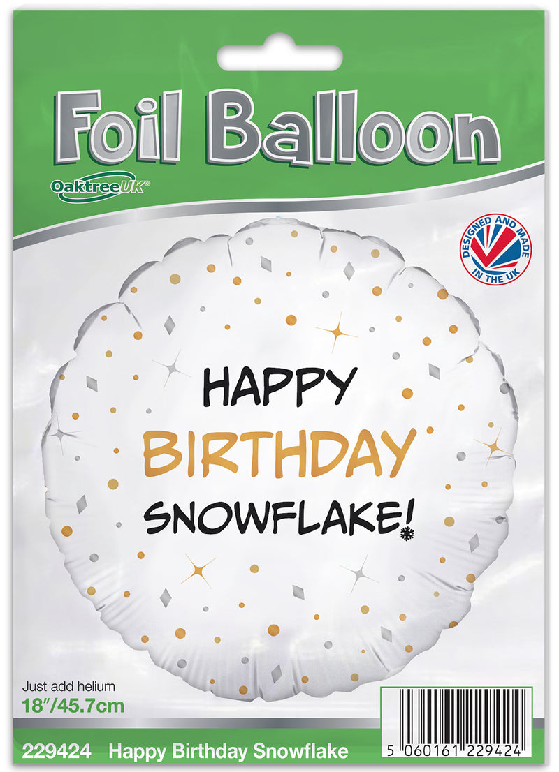18" ROUND HAPPY BIRTHDAY SNOWFLAKE FOIL