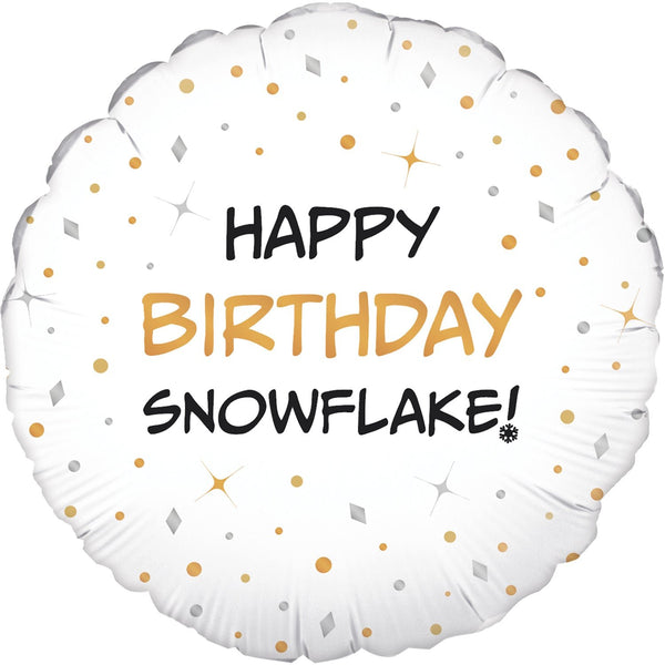 18" ROUND HAPPY BIRTHDAY SNOWFLAKE FOIL