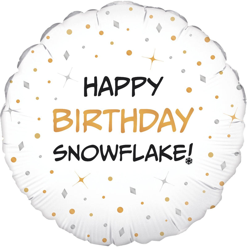 18" ROUND HAPPY BIRTHDAY SNOWFLAKE FOIL