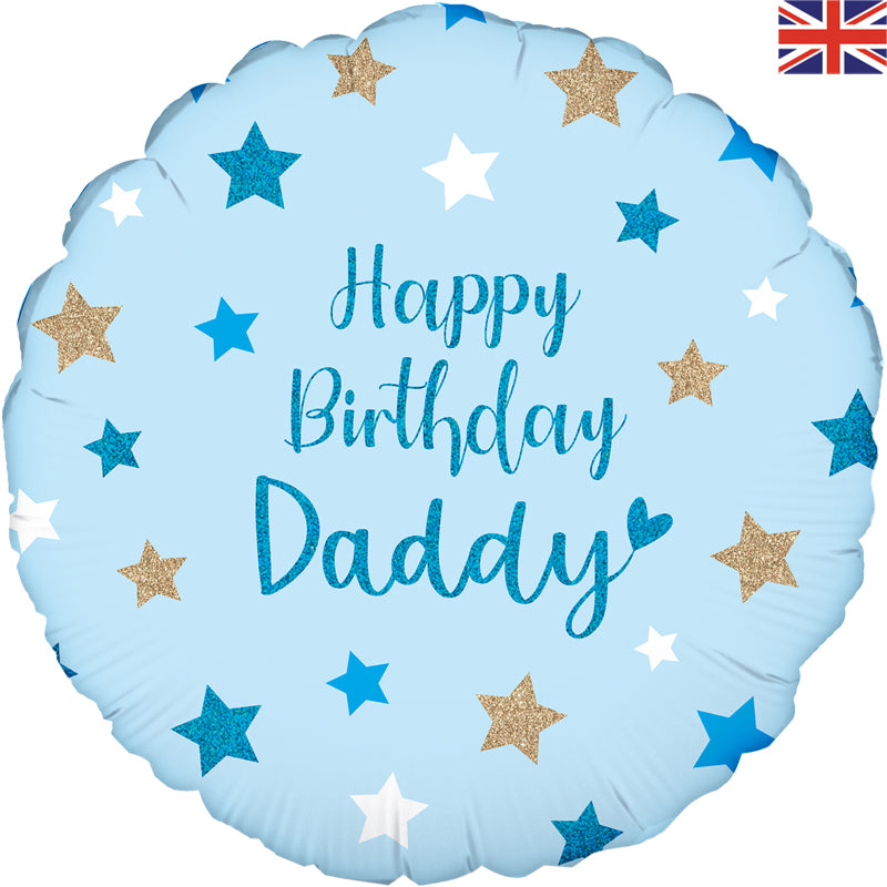 18" ROUND HAPPY BIRTHDAY DADDY HOLOGRAPHIC FOIL