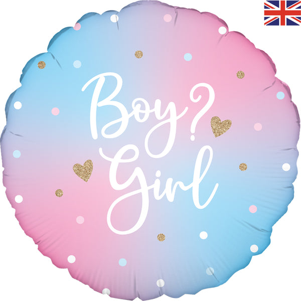 18" ROUND BRIGHT PASTEL GENDER REVEAL HOLOGRAPHIC FOIL