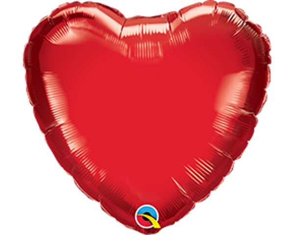Qualatex 23402 4" Heart Ruby Red Foil