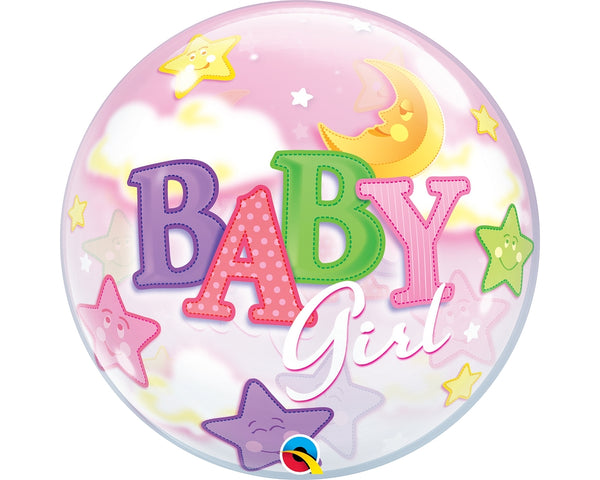 Single Bubble Baby Girl Moons and Stars