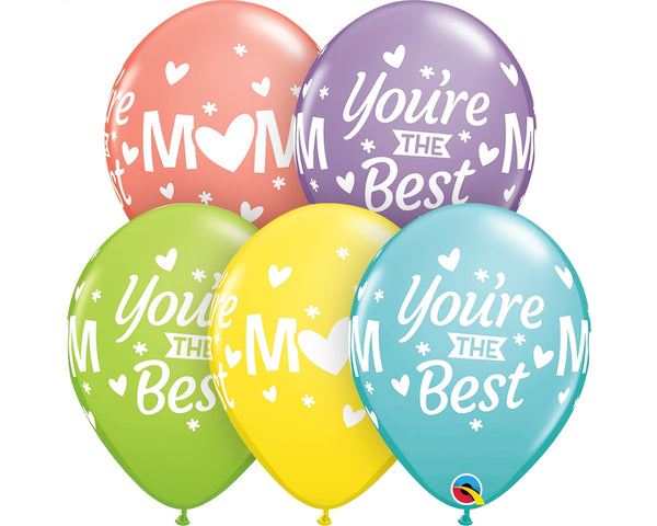 11" ROUND MOM YOU'RE THE BEST SORBET ASSORTMENT LATEX (50 PER BAG)
