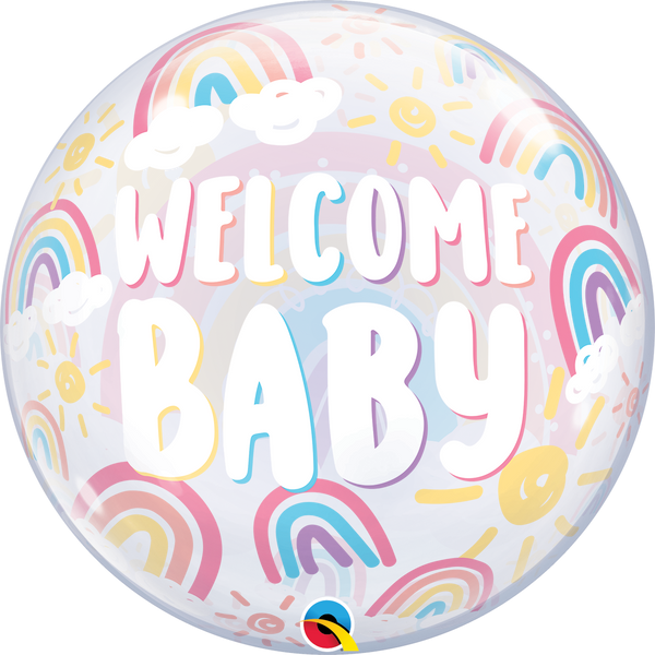 22" BUBBLE WELCOME BABY BOHO RAINBOWS