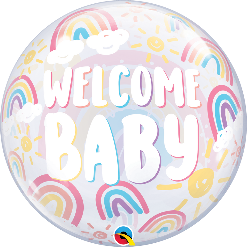 22" BUBBLE WELCOME BABY BOHO RAINBOWS