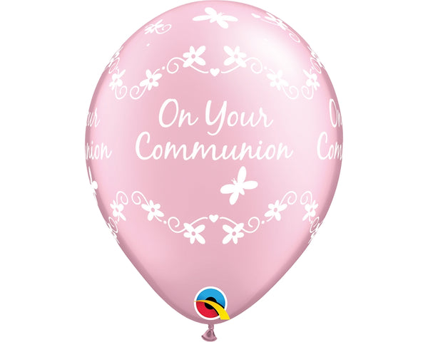 11" ROUND PEARL PINK ON YOUR COMMUNION LATEX (25 PER BAG)
