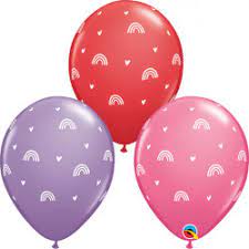 11" QUALATEX BOHO RAINBOWS AND HEARTS ASSORTED LATEX (25 PER BAG)