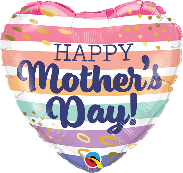 18" HEART MOTHER'S DAY BOHO STRIPES FOIL