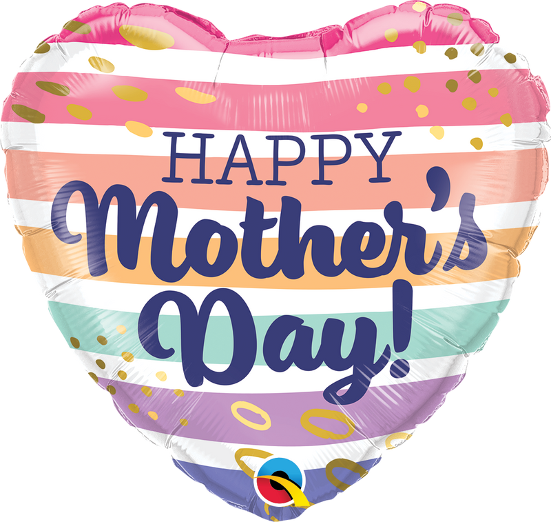 18" HEART MOTHER'S DAY BOHO STRIPES FOIL
