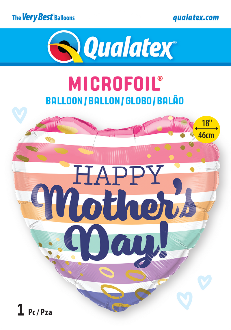 18" HEART MOTHER'S DAY BOHO STRIPES FOIL