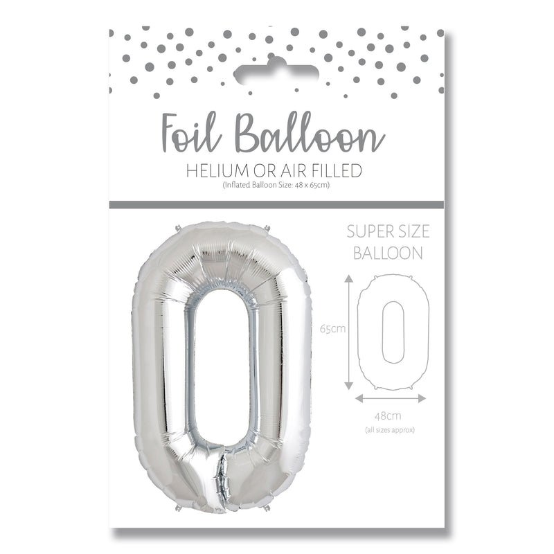 25" LARGE NUMBER ZERO SILVER FOIL