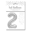 25" LARGE NUMBER 2 SILVER FOIL