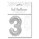 25" LARGE NUMBER 3 SILVER FOIL