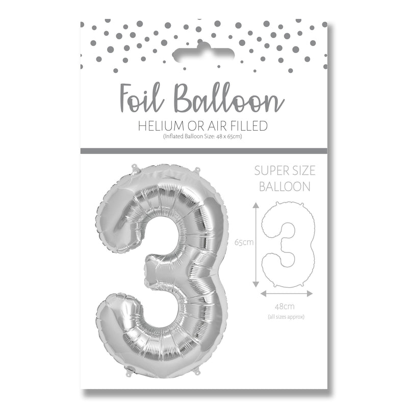 25" LARGE NUMBER 3 SILVER FOIL
