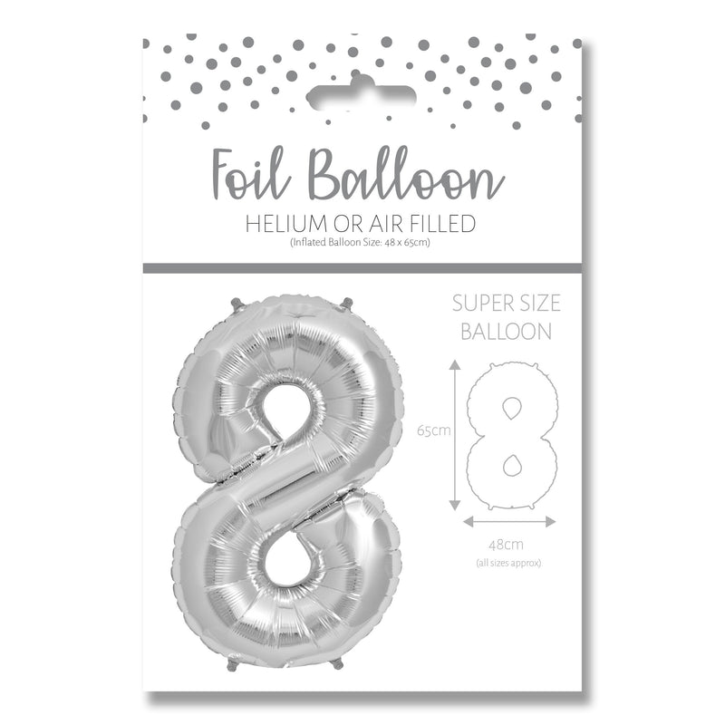 25" LARGE NUMBER 8 SILVER FOIL