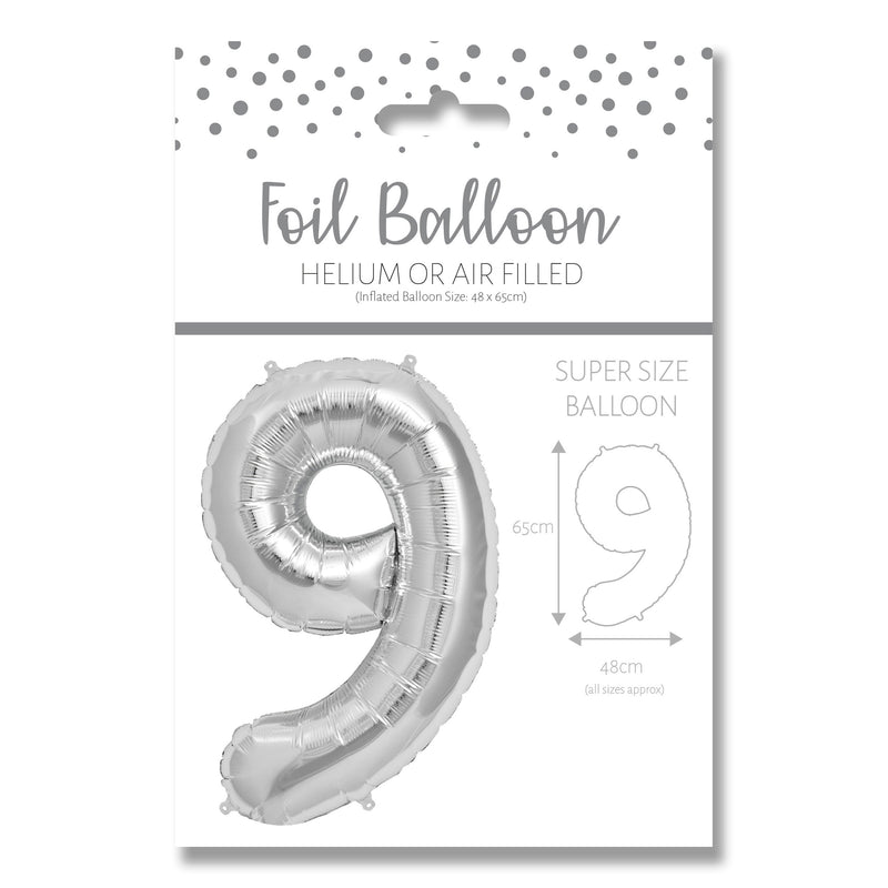 25" LARGE NUMBER 9 SILVER FOIL