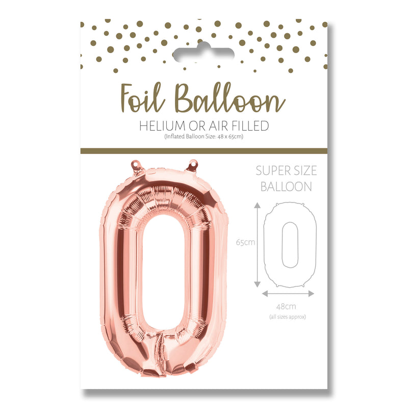 25" LARGE NUMBER ZERO ROSE GOLD FOIL