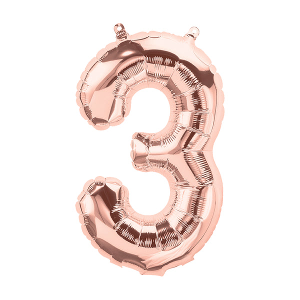 25" LARGE NUMBER 3 ROSE GOLD FOIL