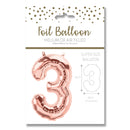 25" LARGE NUMBER 3 ROSE GOLD FOIL