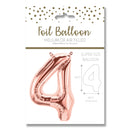 25" LARGE NUMBER 4 ROSE GOLD FOIL