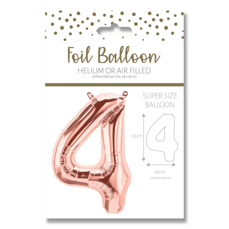25" LARGE NUMBER 4 ROSE GOLD FOIL