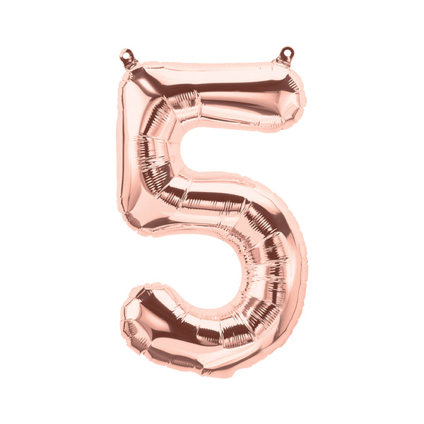 25" LARGE NUMBER 5 ROSE GOLD FOIL