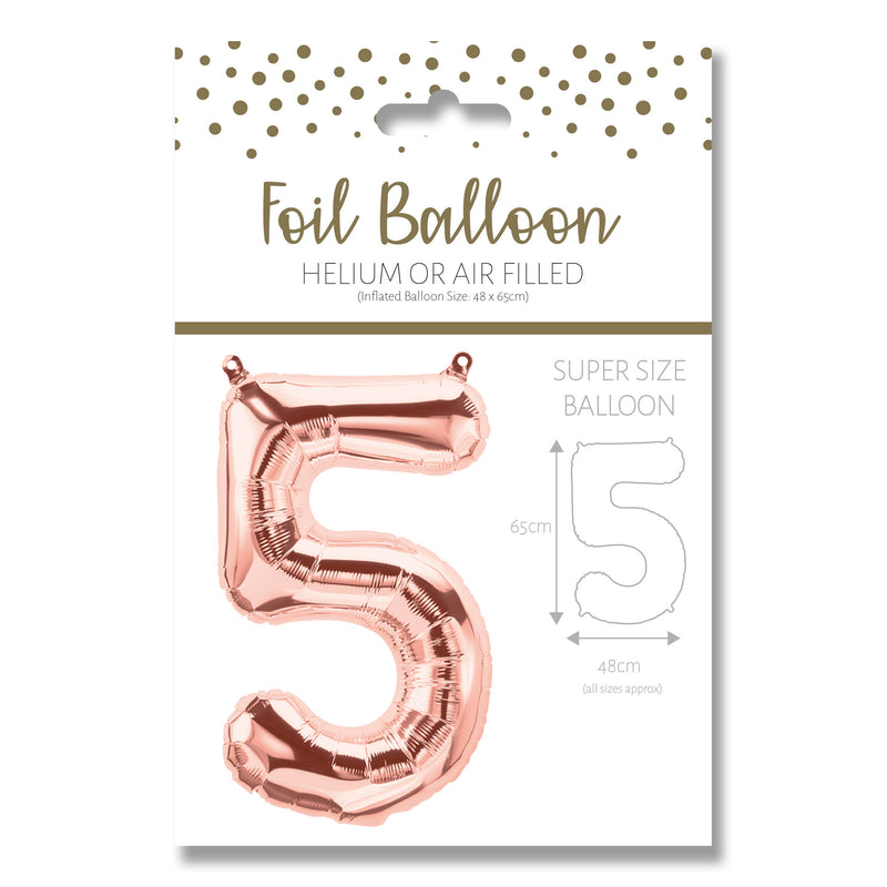 25" LARGE NUMBER 5 ROSE GOLD FOIL