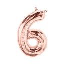25" LARGE NUMBER 6 ROSE GOLD FOIL
