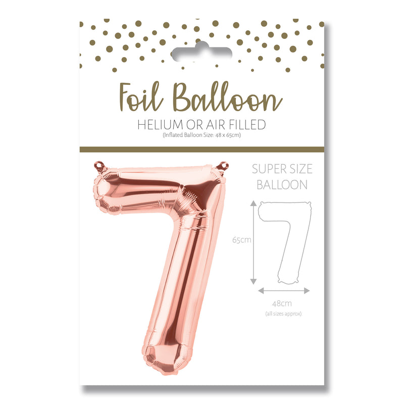 25" LARGE NUMBER 7 ROSE GOLD FOIL