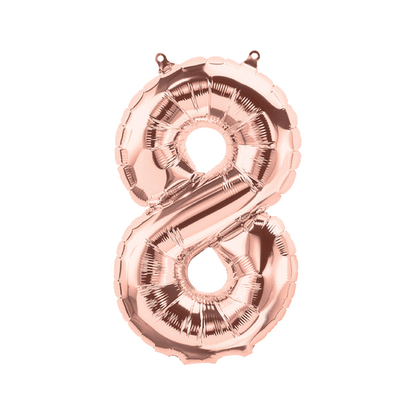 25" LARGE NUMBER 8 ROSE GOLD FOIL