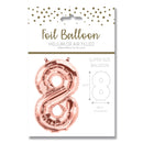 25" LARGE NUMBER 8 ROSE GOLD FOIL