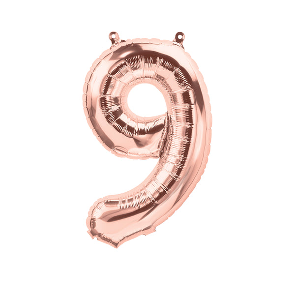 25" LARGE NUMBER 9 ROSE GOLD FOIL