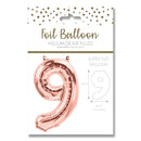 25" LARGE NUMBER 9 ROSE GOLD FOIL