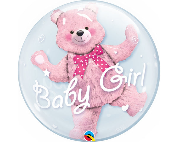24" DOUBLE BUBBLE BABY PINK BEAR