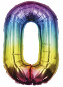 25" LARGE NUMBER 0 MULTI COLOUR FOIL