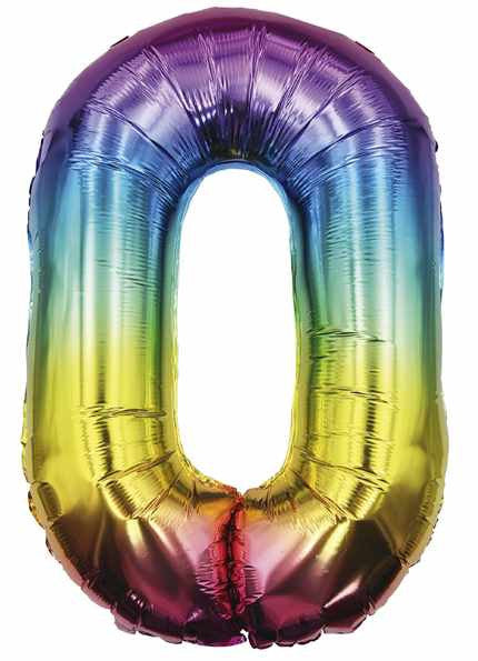 25" LARGE NUMBER 0 MULTI COLOUR FOIL