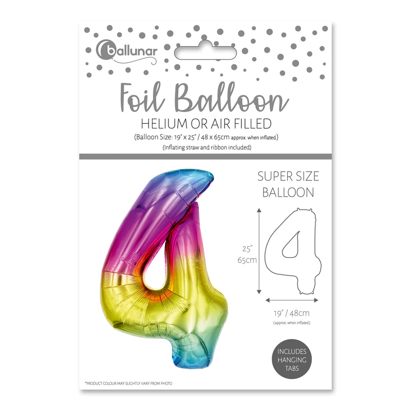 25" LARGE NUMBER 4 MULTI COLOUR FOIL