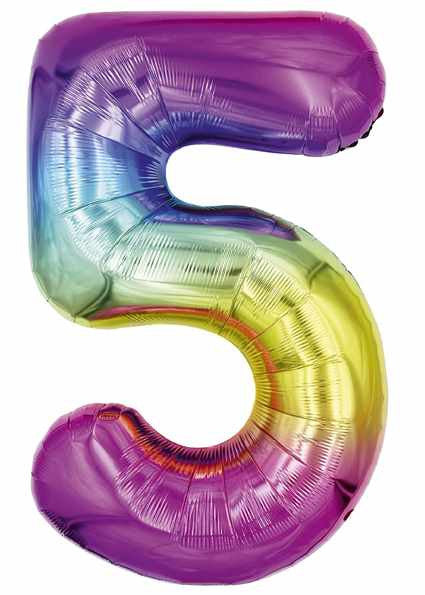 25" LARGE NUMBER 5 MULTI COLOUR FOIL