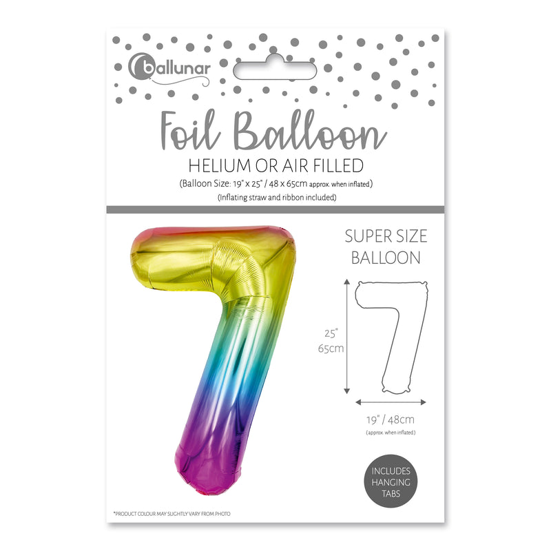 25" LARGE NUMBER 7 MULTI COLOUR FOIL